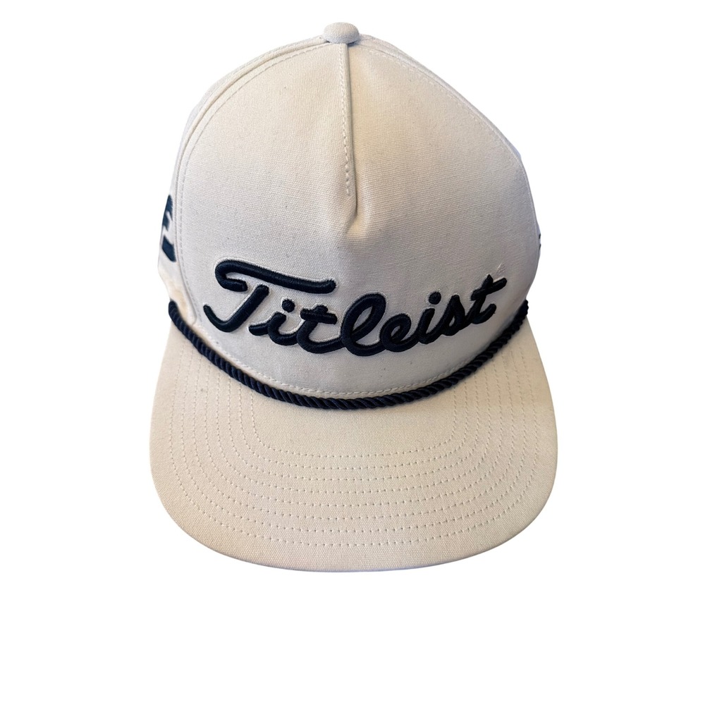 Titleist Golf Rope Hat White Navy Snapback FJ Pro V1 Logo Cap Mens
